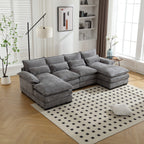 UNITED WE WIN Chenille, high quality sponge filling, solid wood frame, oversized four-seater, U-shaped combination sofa