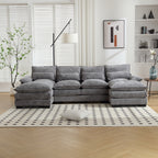 UNITED WE WIN Chenille, high quality sponge filling, solid wood frame, oversized four-seater, U-shaped combination sofa