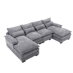 UNITED WE WIN Chenille, high quality sponge filling, solid wood frame, oversized four-seater, U-shaped combination sofa
