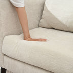 Barrel Chair, Chenille Accent Chair, Fabric Armchair Club Chair,Upholstered Arm Chair with Solid Wood Legs,Waist Pillow,Padded Single Chair for Living Room/Bedroom/Study/Waiting Room,Beige - Groovy Boardz