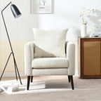 Barrel Chair, Chenille Accent Chair, Fabric Armchair Club Chair,Upholstered Arm Chair with Solid Wood Legs,Waist Pillow,Padded Single Chair for Living Room/Bedroom/Study/Waiting Room,Beige - Groovy Boardz
