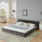 King size Upholstered Bed Frame with Thick Fabric, Chenille Fabric Grounded Queen Size Platform Bed with Headboard and Solid Frame. No Box Spring Needed-Dark Gray(88.5''*85.5''*24'')