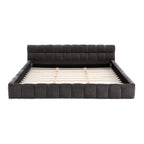 King size Upholstered Bed Frame with Thick Fabric, Chenille Fabric Grounded Queen Size Platform Bed with Headboard and Solid Frame. No Box Spring Needed-Dark Gray(88.5''*85.5''*24'')
