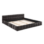 King size Upholstered Bed Frame with Thick Fabric, Chenille Fabric Grounded Queen Size Platform Bed with Headboard and Solid Frame. No Box Spring Needed-Dark Gray(88.5''*85.5''*24'')
