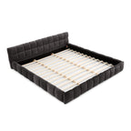 King size Upholstered Bed Frame with Thick Fabric, Chenille Fabric Grounded Queen Size Platform Bed with Headboard and Solid Frame. No Box Spring Needed-Dark Gray(88.5''*85.5''*24'')