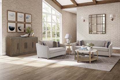 Loveseat in Sand Fabric - 2 Down Pillows