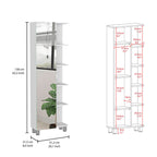 Urano Mirror Linen Cabinet, Four Interior  Shelves, Five External Shelves -White