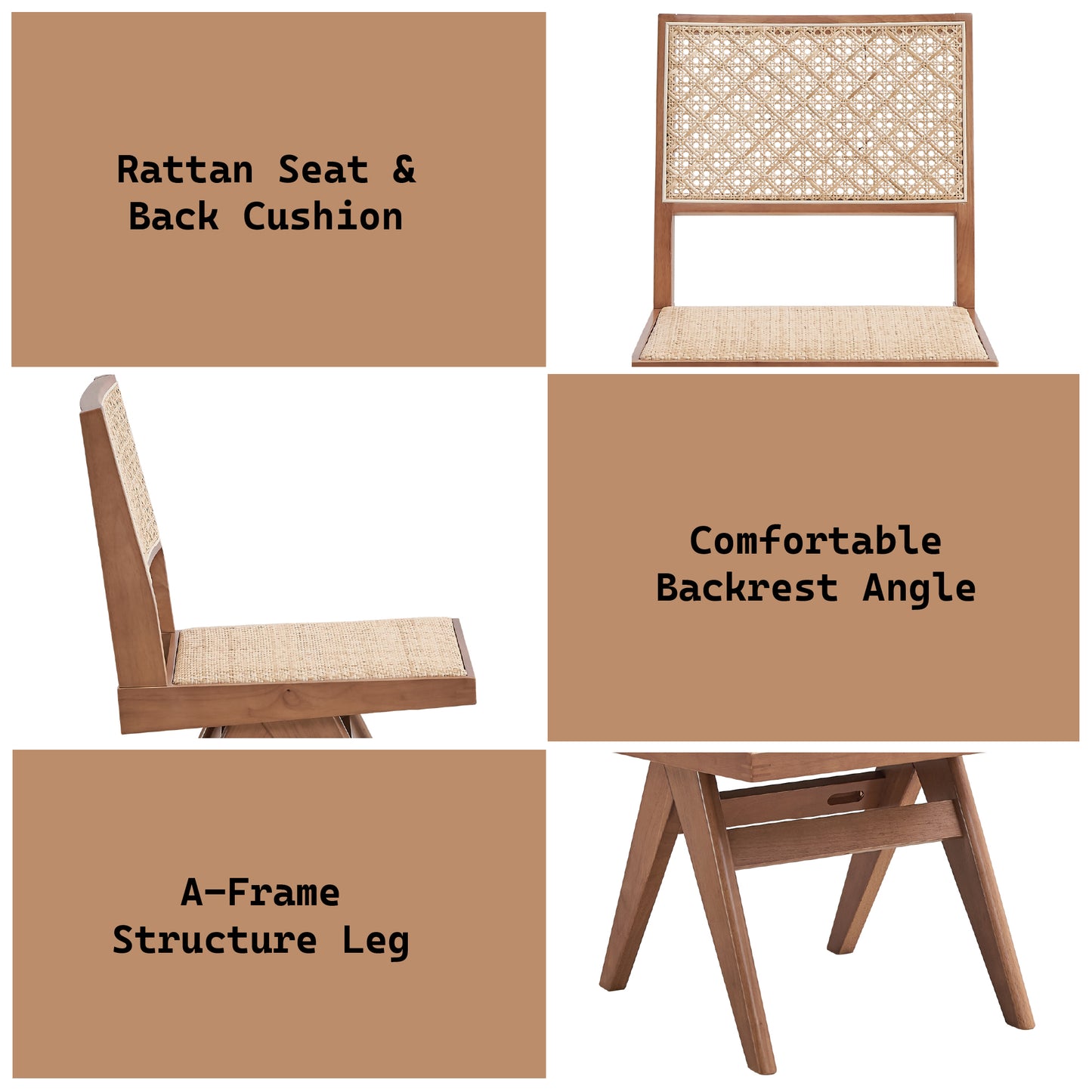 Valentina 6Pcs Rattan & Natural Finish Patio Furniture Set