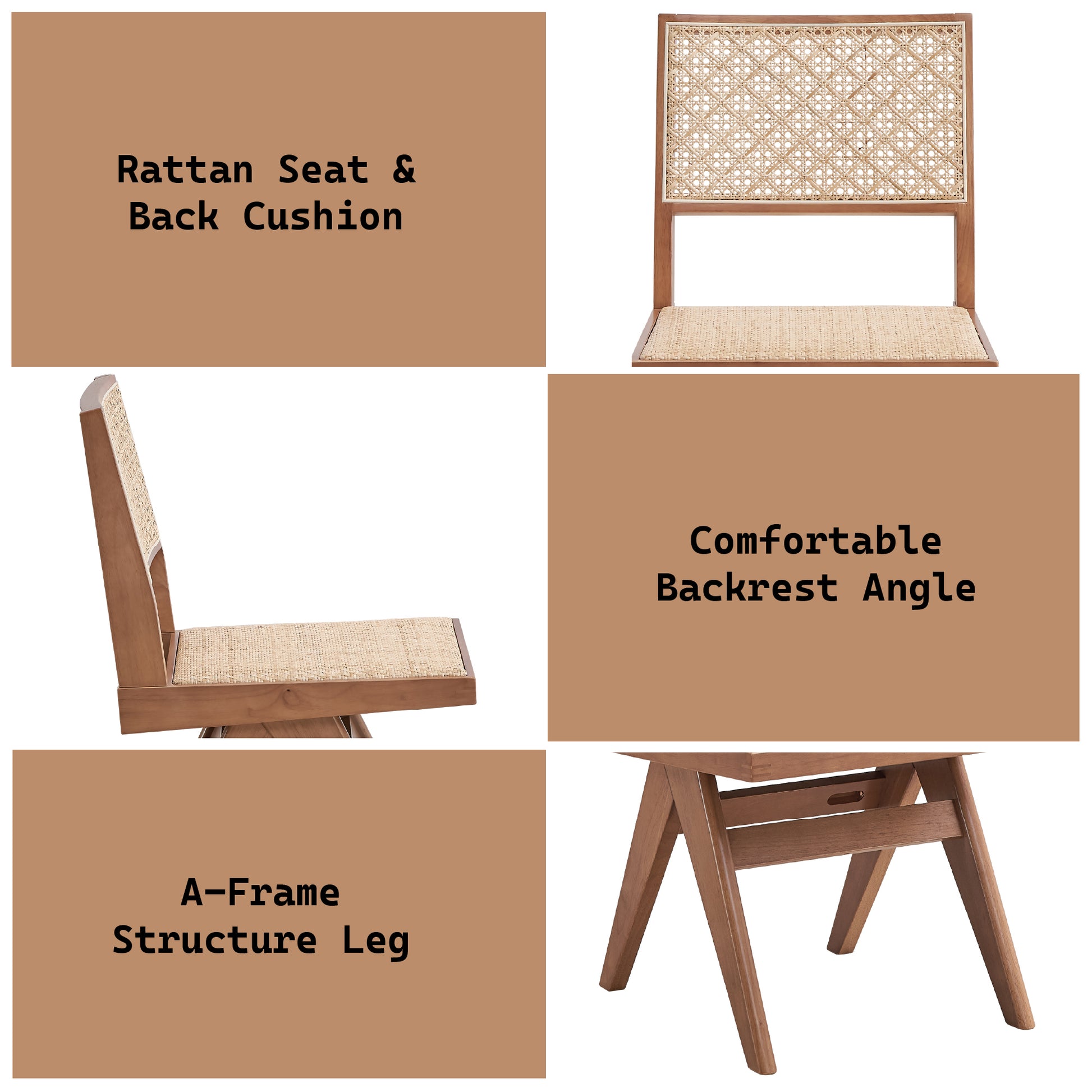 Valentina 6Pcs Rattan & Natural Finish Patio Furniture Set