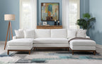 Valiant Ivory Chenille Sectional Sofa W/4 Pillows
