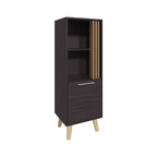 Vance 47' High One Door Cabinet with Two Open Shelves Dark Wengue - Light Oak