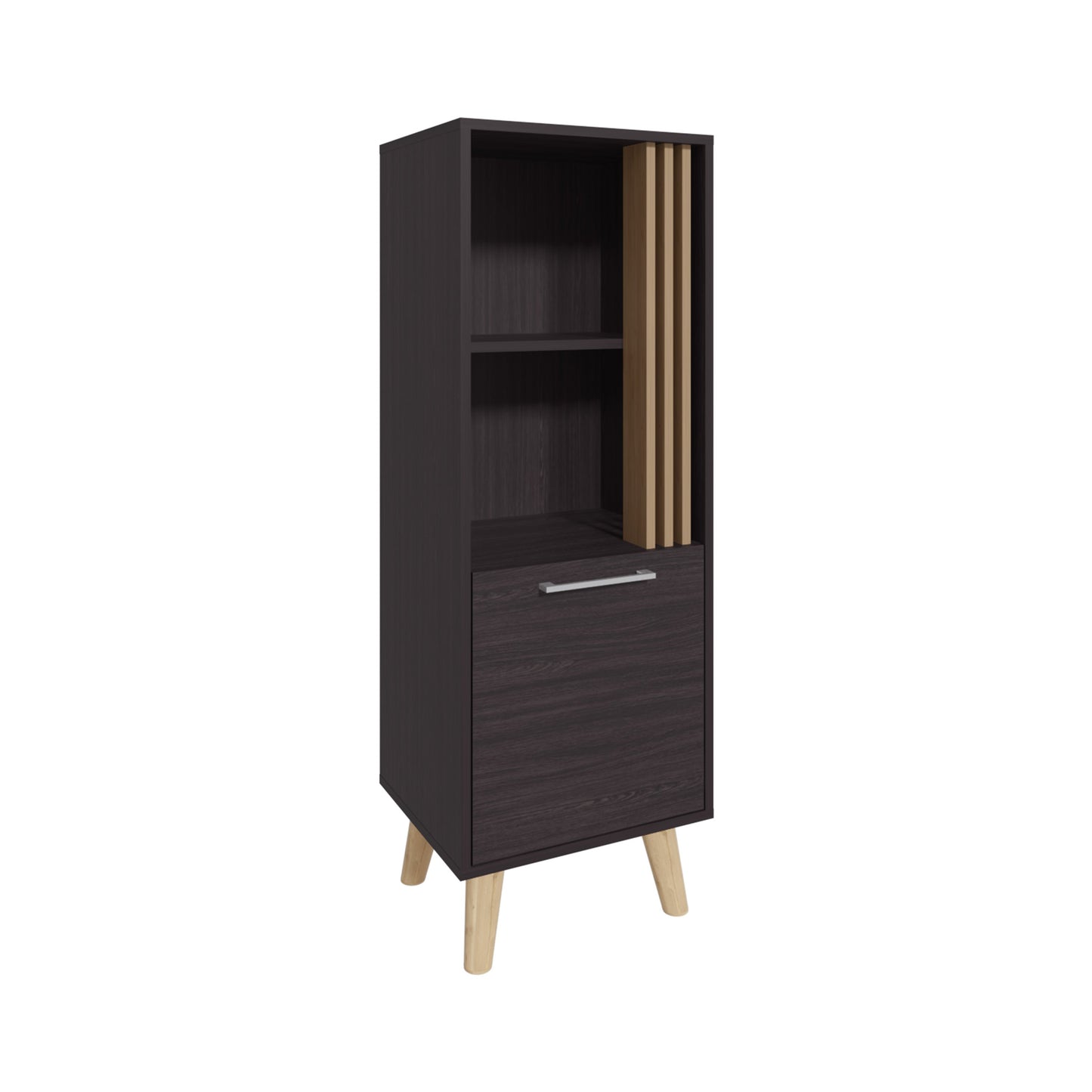 Vance 47' High One Door Cabinet with Two Open Shelves Dark Wengue - Light Oak