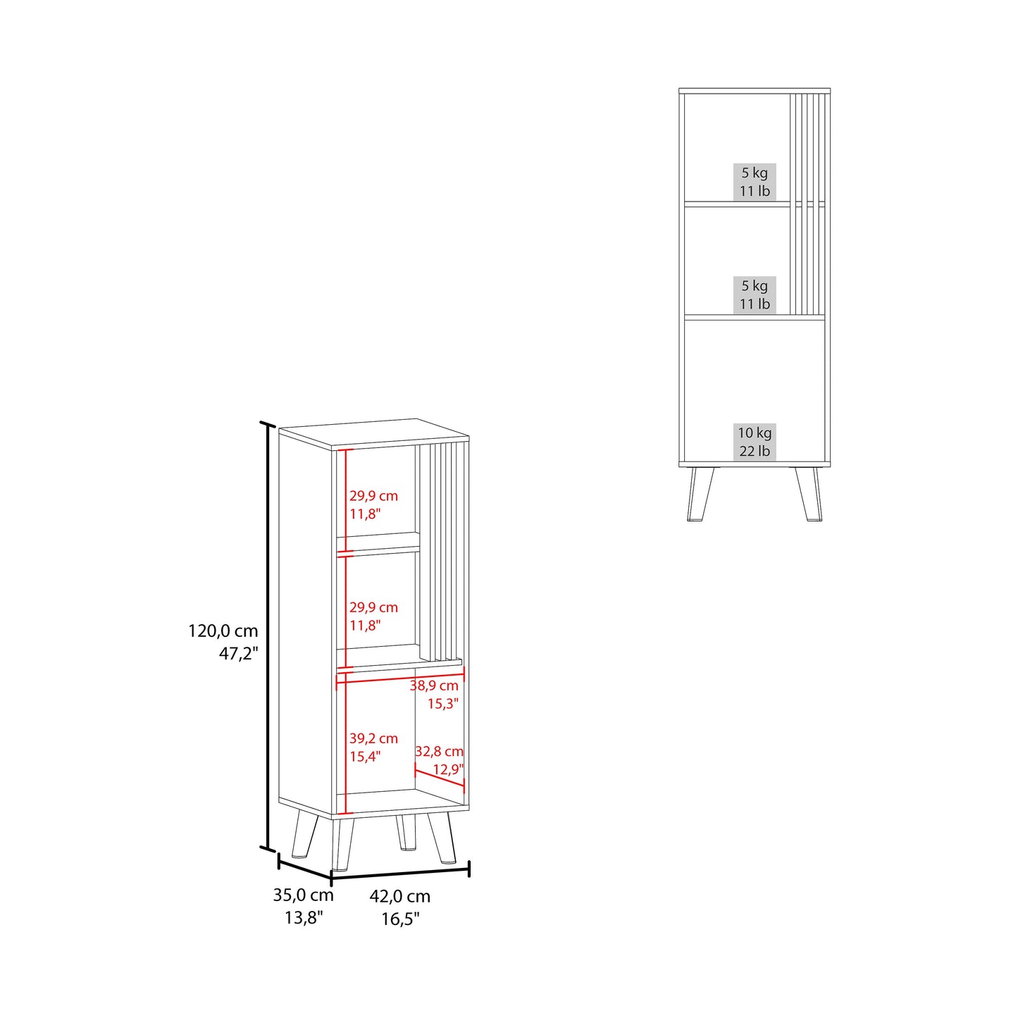 Vance 47' High One Door Cabinet with Two Open Shelves Dark Wengue - Light Oak