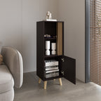 Vance 47' High One Door Cabinet with Two Open Shelves Dark Wengue - Light Oak