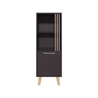 Vance 47' High One Door Cabinet with Two Open Shelves Dark Wengue - Light Oak