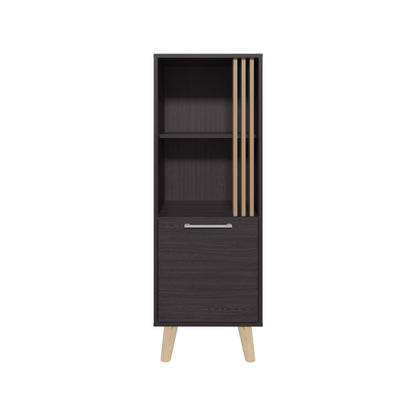 Vance 47' High One Door Cabinet with Two Open Shelves Dark Wengue - Light Oak