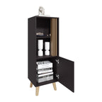 Vance 47' High One Door Cabinet with Two Open Shelves Dark Wengue - Light Oak