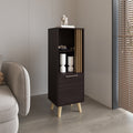 Vance 47' High One Door Cabinet with Two Open Shelves Dark Wengue - Light Oak
