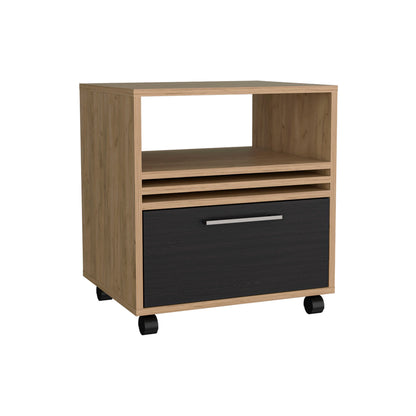 Vance 20' High One Drawer Nightstand, Casters, Mobile, One Shelf, Bedroom Natural Oak