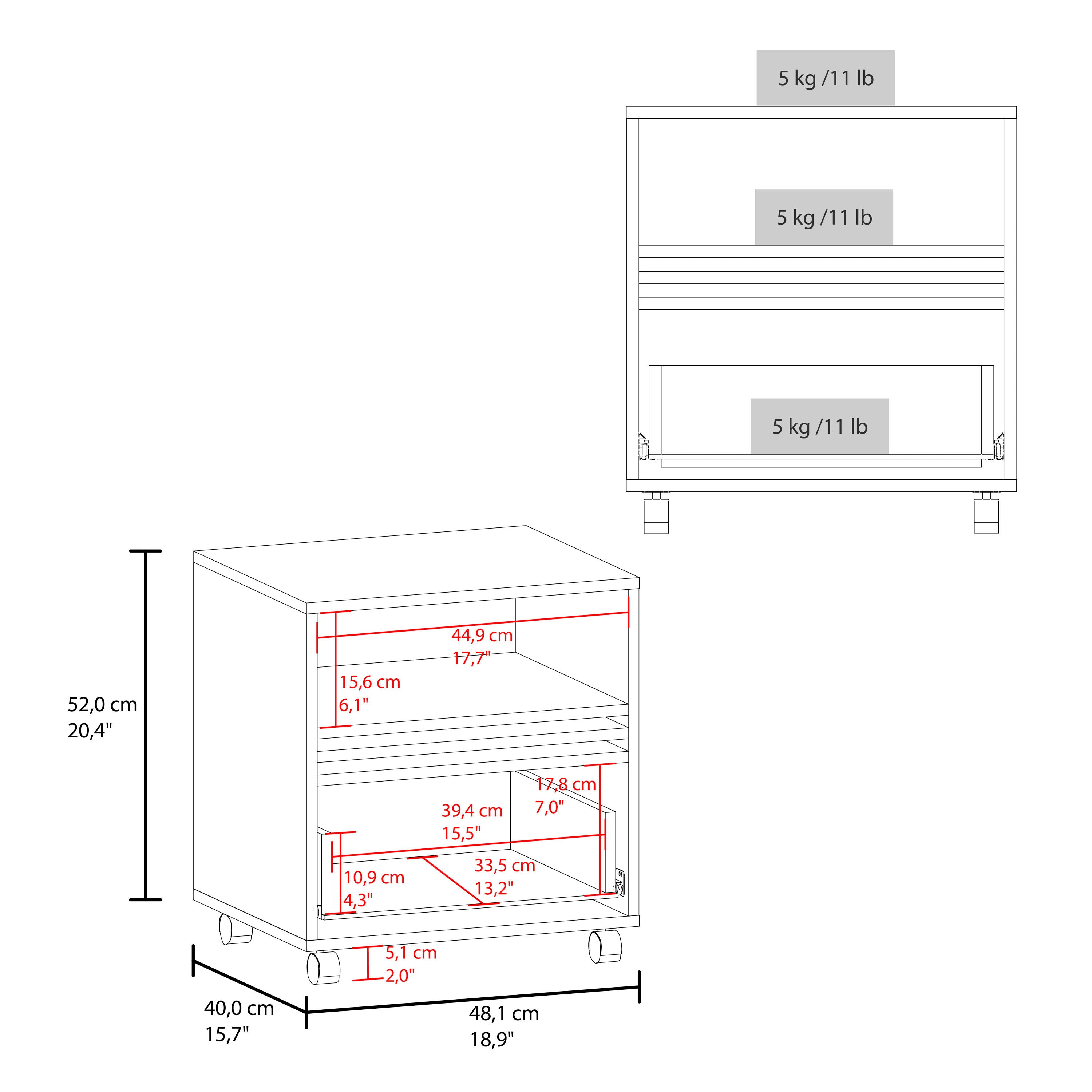 Vance 20' High One Drawer Nightstand, Casters, Mobile, One Shelf, Bedroom Natural Oak