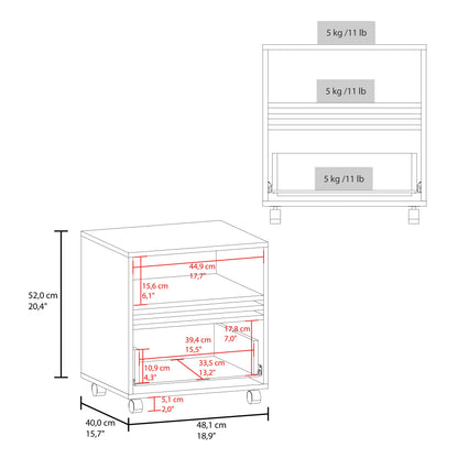 Vance 20' High One Drawer Nightstand, Casters, Mobile, One Shelf, Bedroom Natural Oak