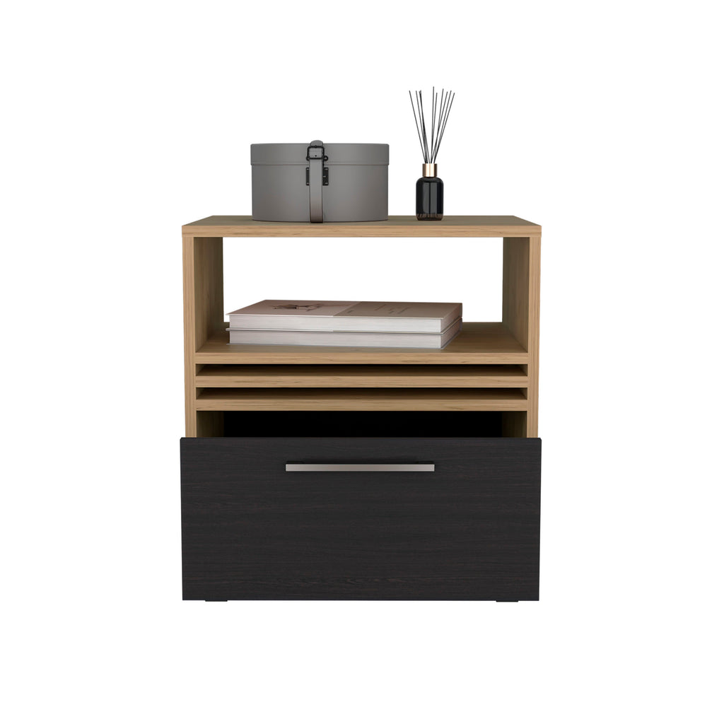 Vance 20' High One Drawer Nightstand, Casters, Mobile, One Shelf, Bedroom Natural Oak