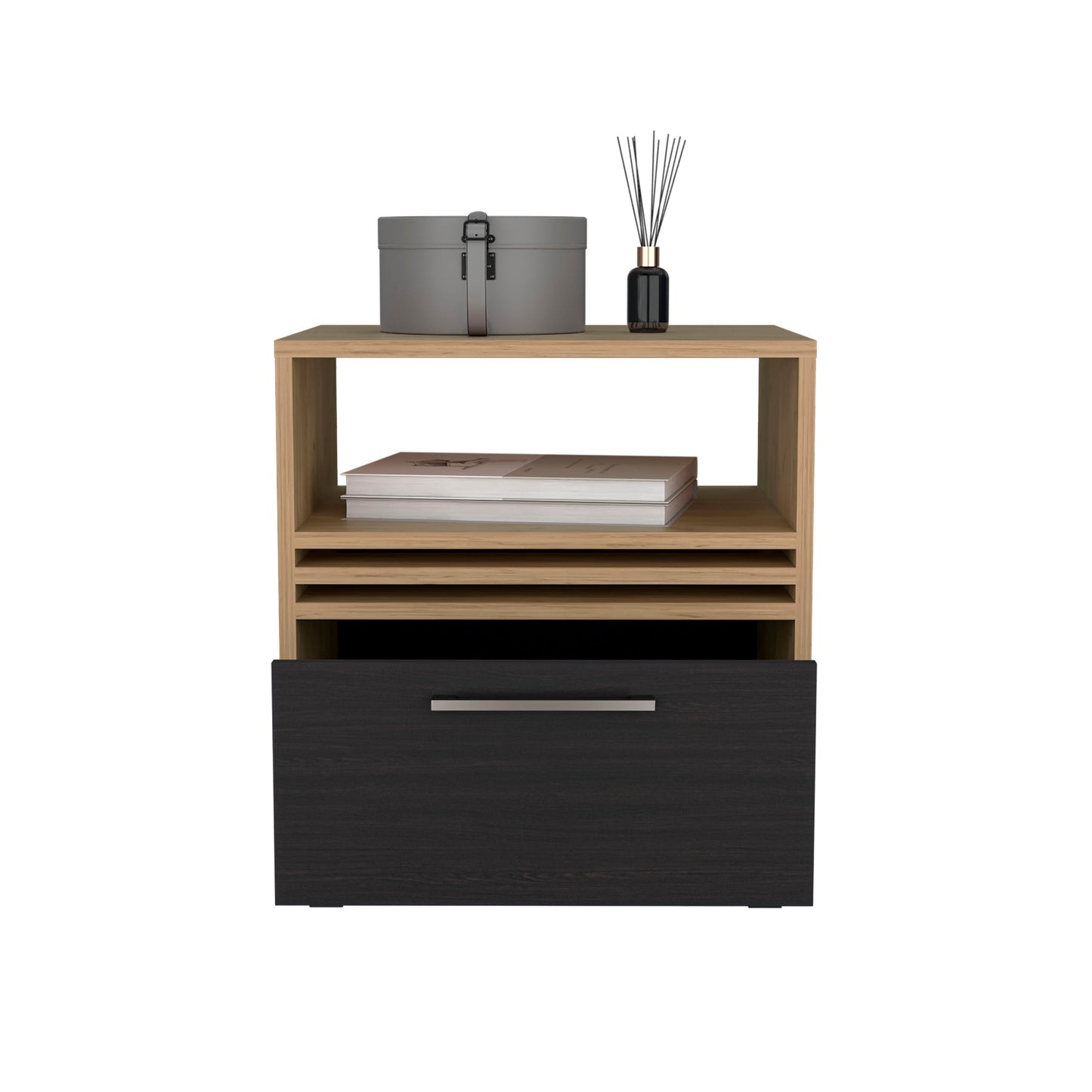 Vance 20' High One Drawer Nightstand, Casters, Mobile, One Shelf, Bedroom Natural Oak