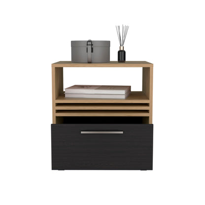 Vance 20' High One Drawer Nightstand, Casters, Mobile, One Shelf, Bedroom Natural Oak