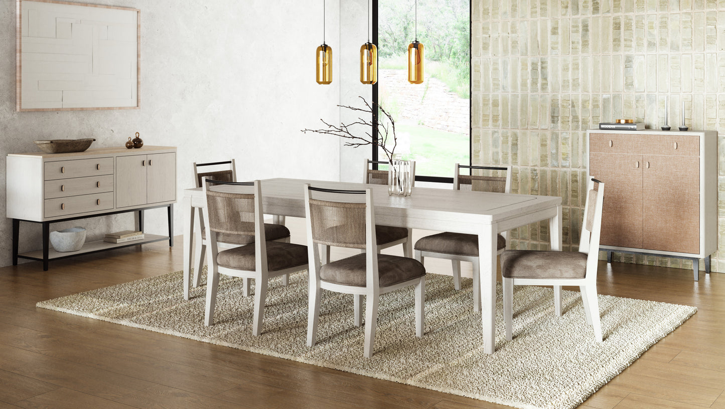 Expandable Leg Tablewith Metal Inlay - Vanilla