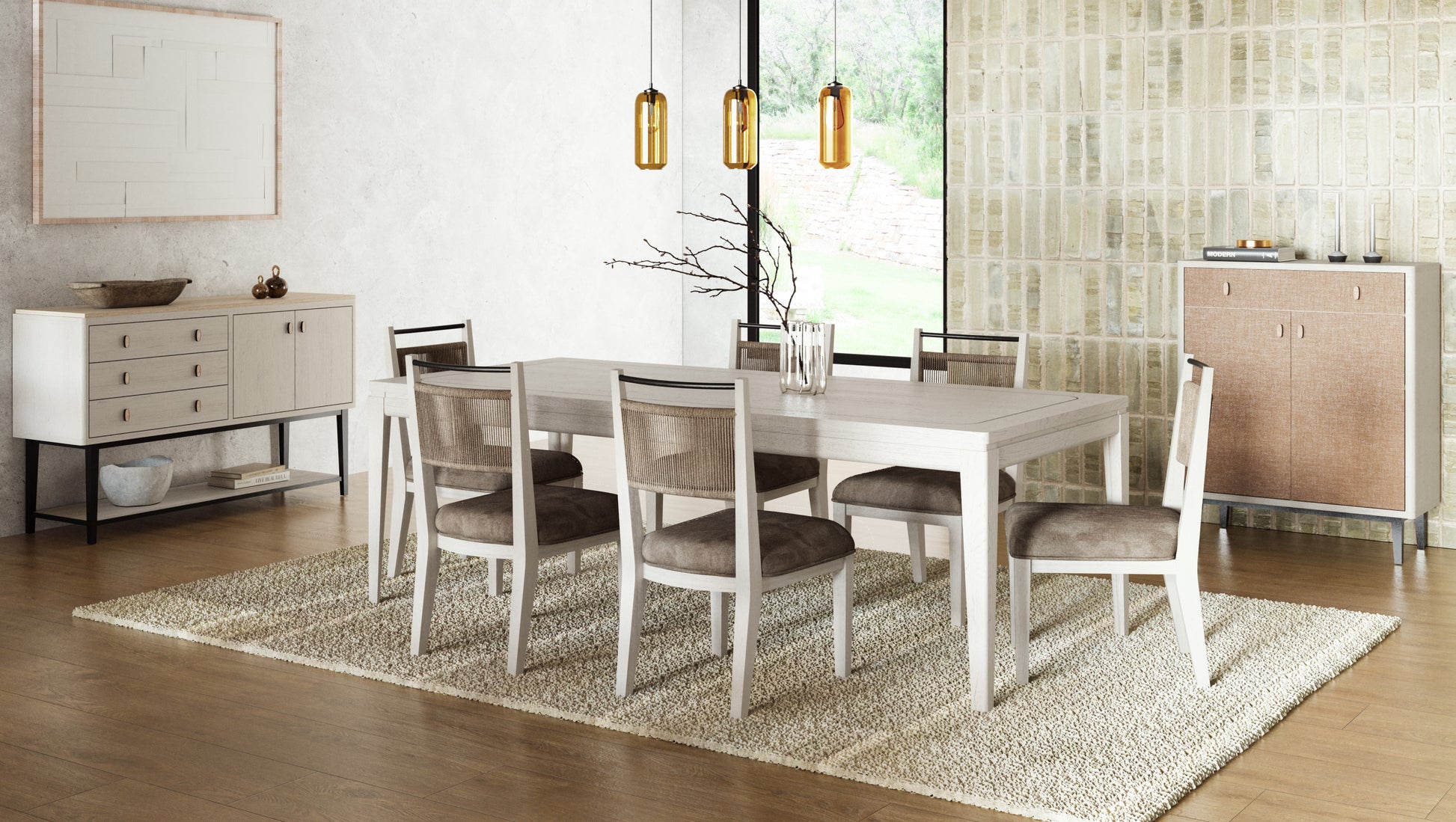 Expandable Leg Tablewith Metal Inlay - Vanilla