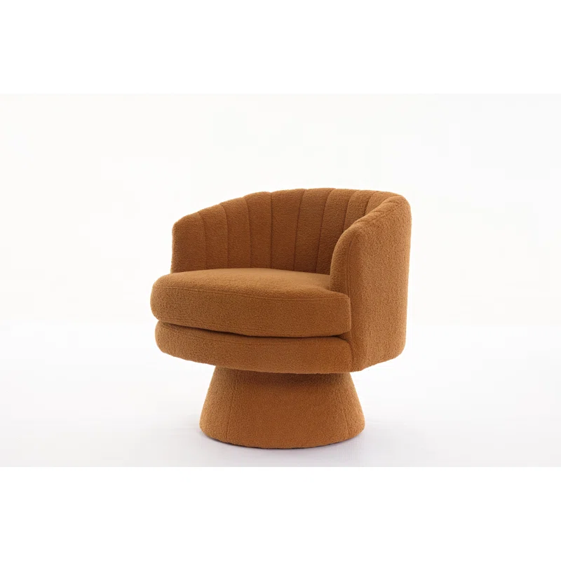 Wide Upholstered Swivel Barrel Chair