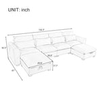 U_Style U-shaped Freely Transformable Modular Corner Sofa with Two Ottomans, Suitable for Living Rooms, Studies, Home Theaters, and More.