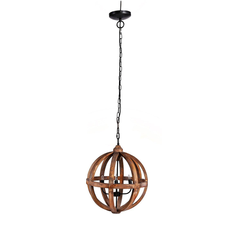 Versatile Brown Wood 4-Light Chandelier for Dining.