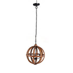 Versatile Brown Wood 4-Light Chandelier for Dining.
