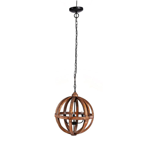 Versatile Brown Wood 4-Light Chandelier for Dining.