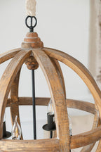Versatile Brown Wood 4-Light Chandelier for Dining.