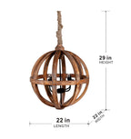 Versatile Brown Wood 4-Light Chandelier for Dining.
