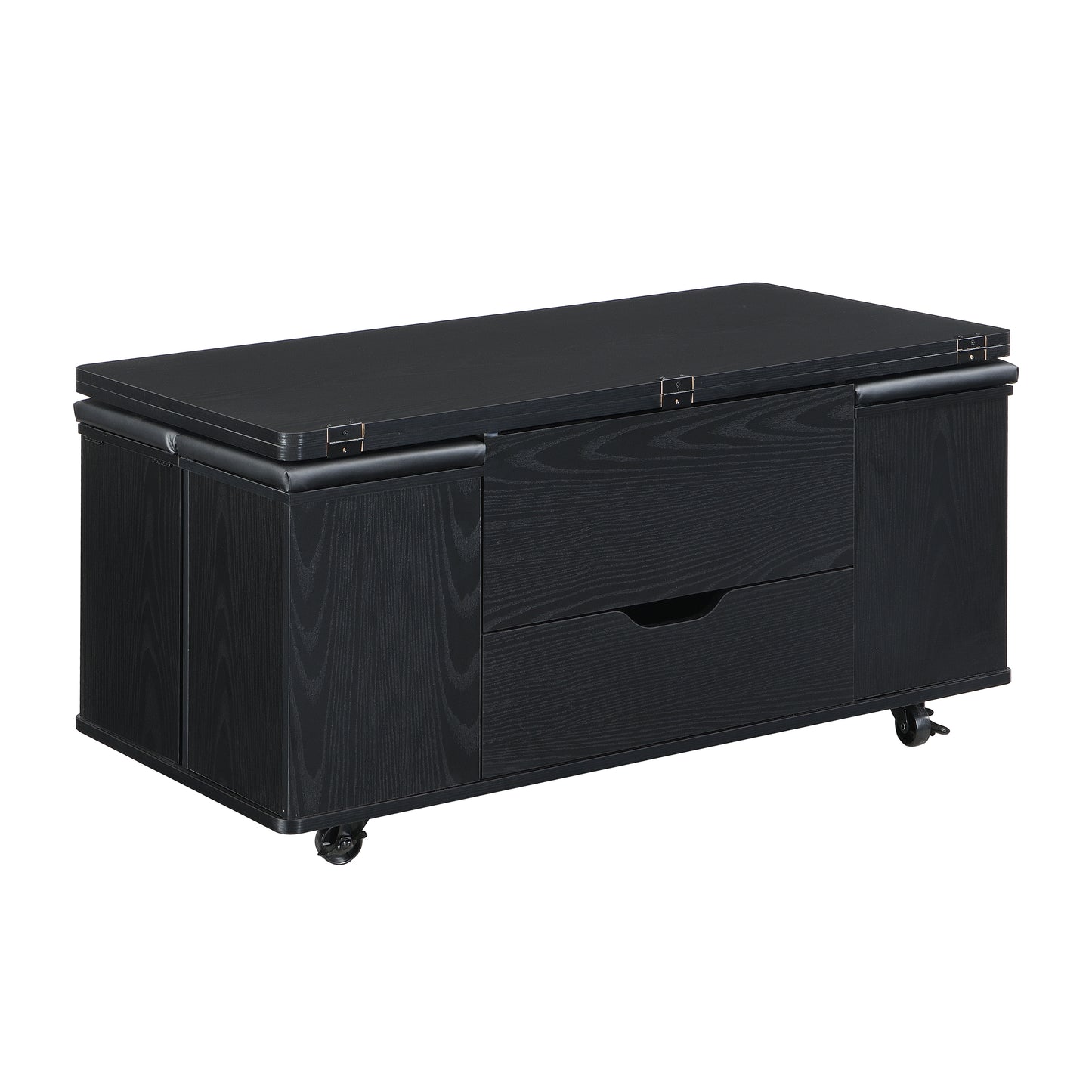 Multi-Functional Lift-Top Coffee Table with Hidden Storage and Stools, Multi-Function Modern Center Table with 4 Stools and Casters,Perfect for Modern Living Spaces, Black