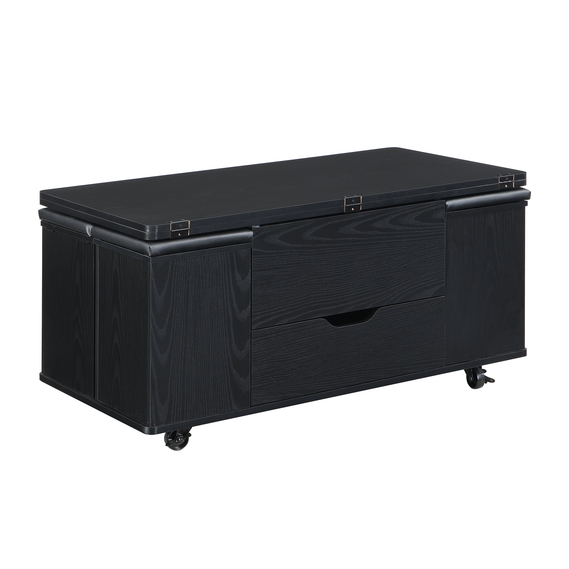 Multi-Functional Lift-Top Coffee Table with Hidden Storage and Stools, Multi-Function Modern Center Table with 4 Stools and Casters,Perfect for Modern Living Spaces, Black