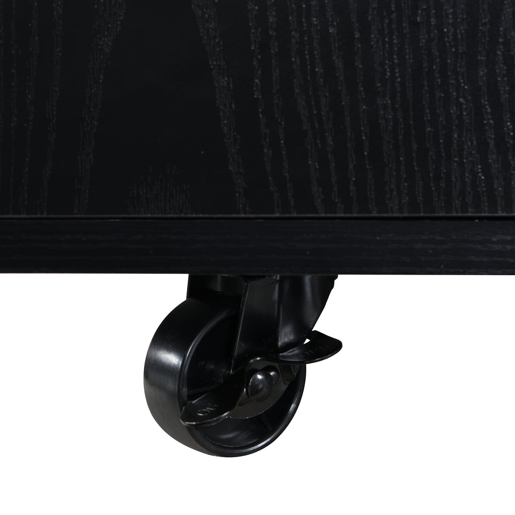 Multi-Functional Lift-Top Coffee Table with Hidden Storage and Stools, Multi-Function Modern Center Table with 4 Stools and Casters,Perfect for Modern Living Spaces, Black