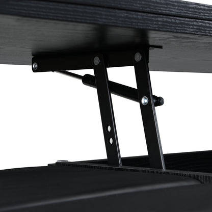 Multi-Functional Lift-Top Coffee Table with Hidden Storage and Stools, Multi-Function Modern Center Table with 4 Stools and Casters,Perfect for Modern Living Spaces, Black