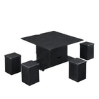Multi-Functional Lift-Top Coffee Table with Hidden Storage and Stools, Multi-Function Modern Center Table with 4 Stools and Casters,Perfect for Modern Living Spaces, Black