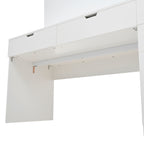 Versatile Makeup Vanity Desk with Mirror and Charging Station, Dressing Table with 8 Hidden Storage Compartments, Computer Desk with 3 Drawers, 2 Cabinets and Open Shelves,Home Office Desk, White