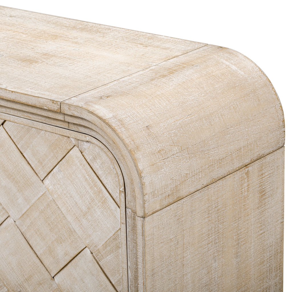 U_Style Versatile console table with Woven Wood Slats and Solid Wood Veneer,Suitable for Entryway, Hallway, Living Room,Foyer,Corridor