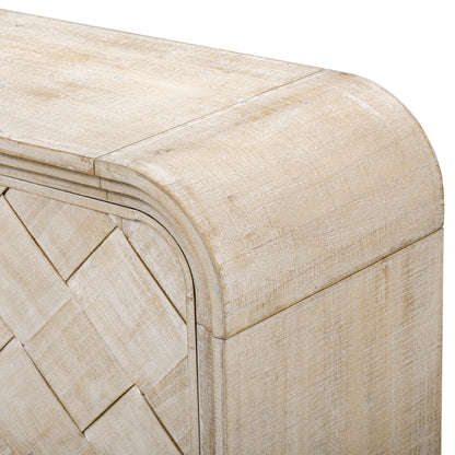 U_Style Versatile console table with Woven Wood Slats and Solid Wood Veneer,Suitable for Entryway, Hallway, Living Room,Foyer,Corridor