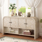 U_Style Versatile console table with Woven Wood Slats and Solid Wood Veneer,Suitable for Entryway, Hallway, Living Room,Foyer,Corridor