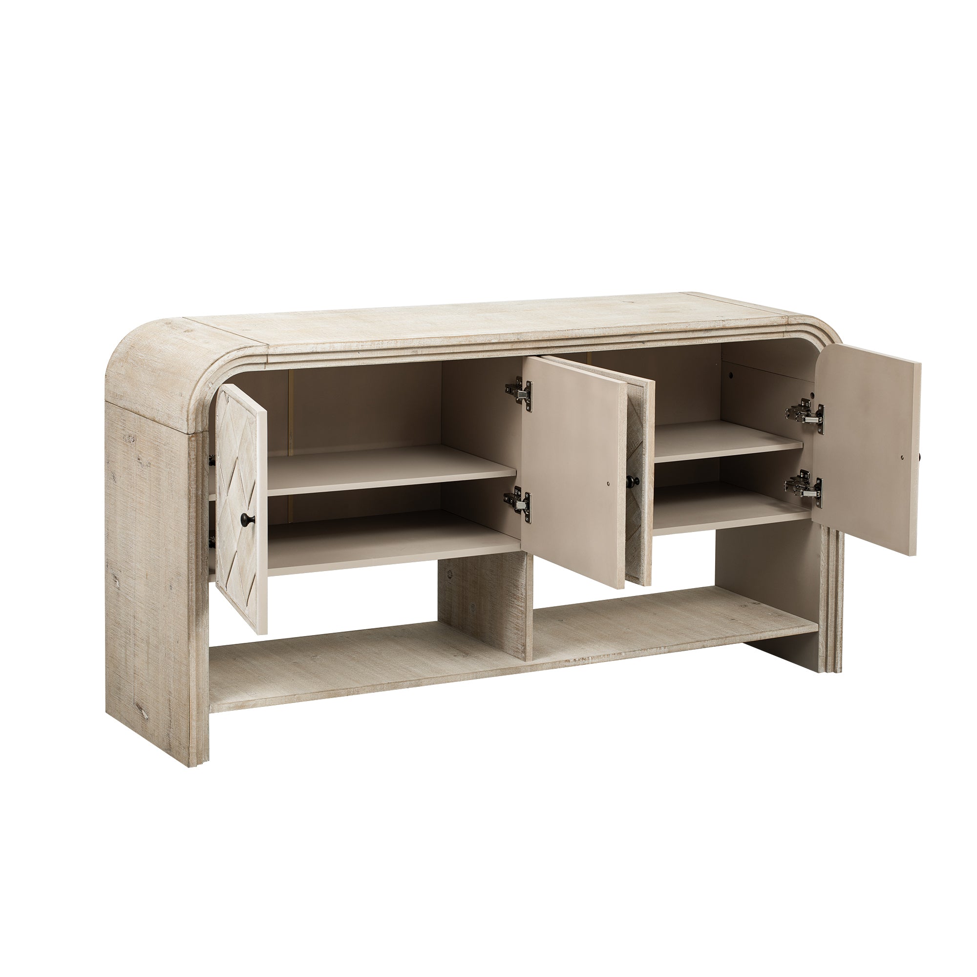 U_Style Versatile console table with Woven Wood Slats and Solid Wood Veneer,Suitable for Entryway, Hallway, Living Room,Foyer,Corridor