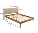 Vichy 2-Piece Rubberwood Bedroom Set, Platform Bed with Nightstand, Queen