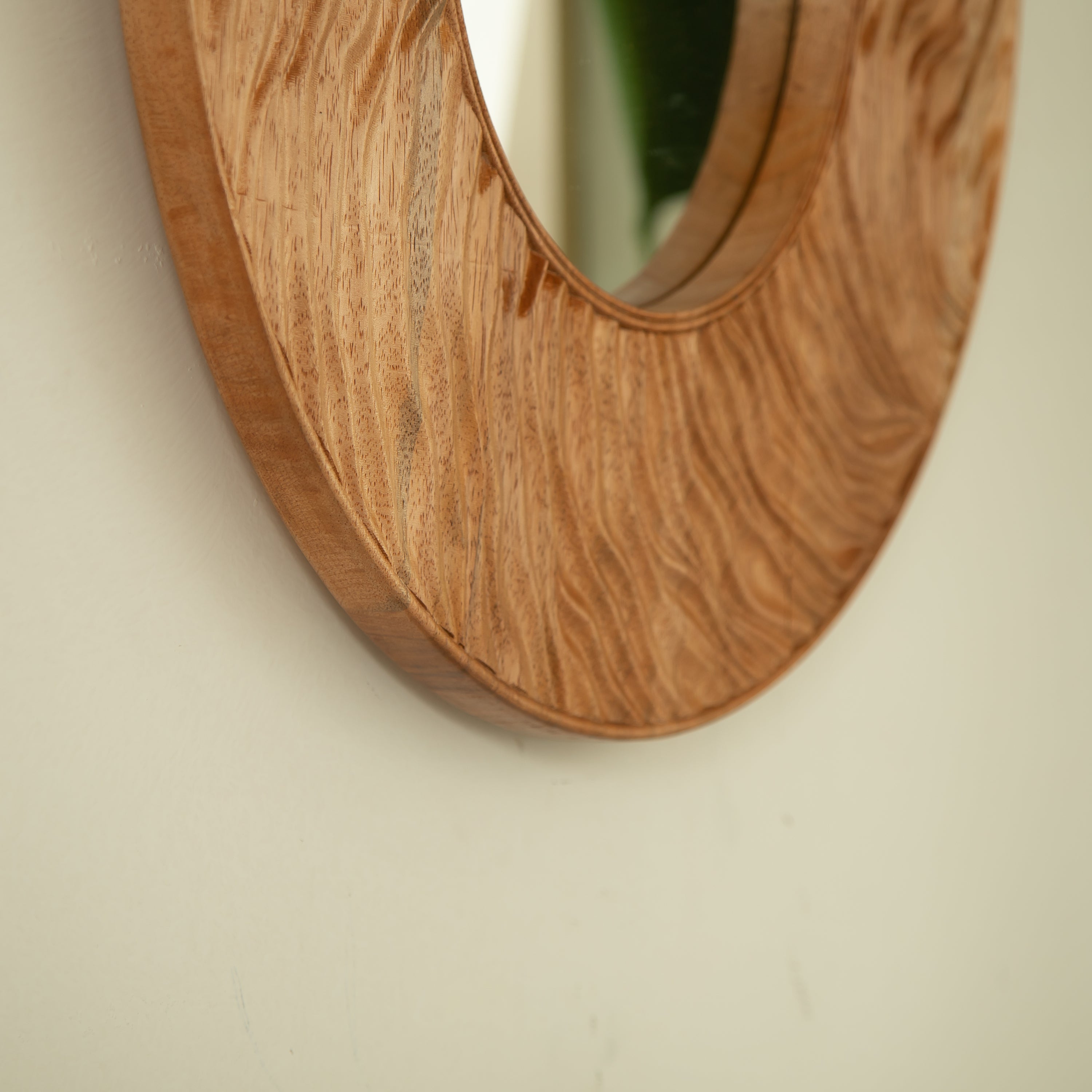 24'' Ring Mirror, Wall-mounted Vintage Circle Solid Rosewood Decorative Mirror, Round Mirror, Suitable for Bathroom, Bedroom, Living Room, Entryway, etc. Mirror