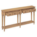 TREXM Entryway Table with 4 Drawers, Retro Console Table with Open Shelf for Entryways, Living Rooms, and Hallways (Old Pine)